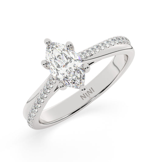 Twist Engagement Ring - 1.00 CT Marquise