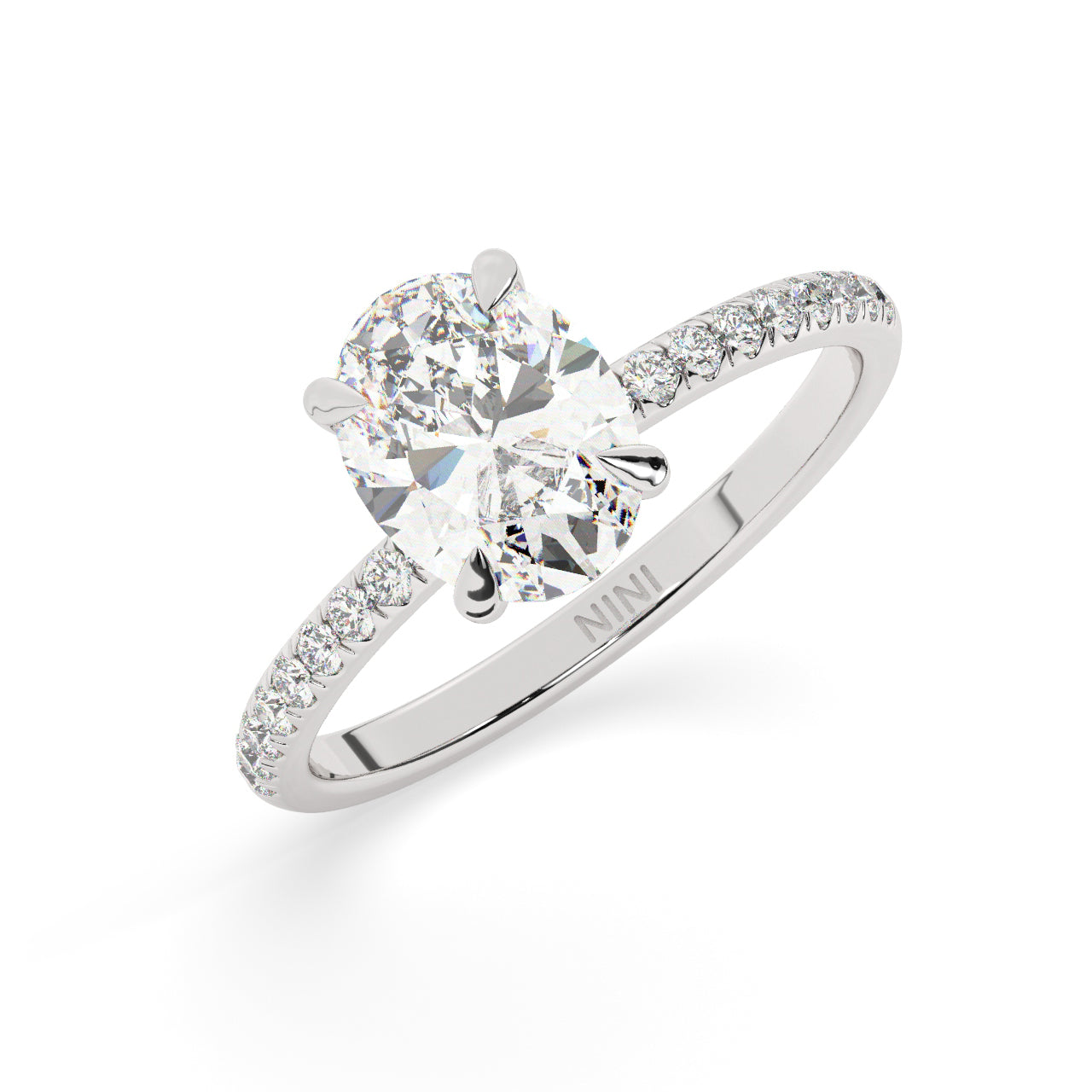 Pave Engagement Ring - 1.50 Ct Oval