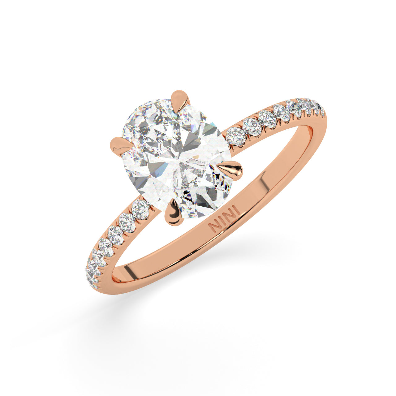 Pave Engagement Ring - 1.50 Ct Oval