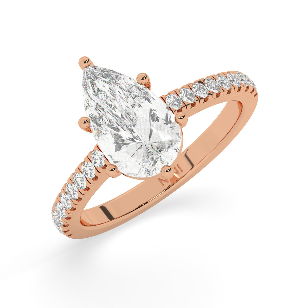Pave Engagement Ring - 2.00 Ct Pear Shape