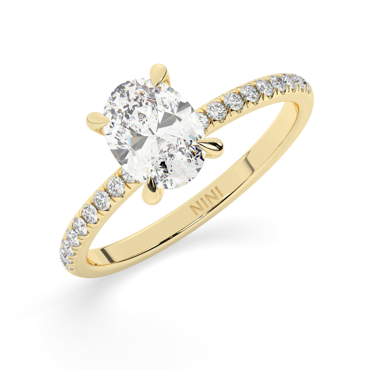 Pave Engagement Ring - 1.00 Ct Oval