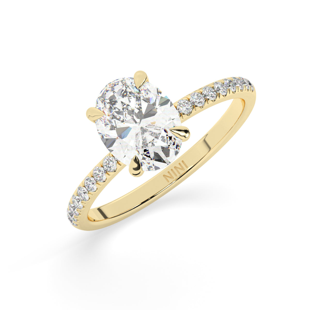 Pave Engagement Ring - 1.50 Ct Oval