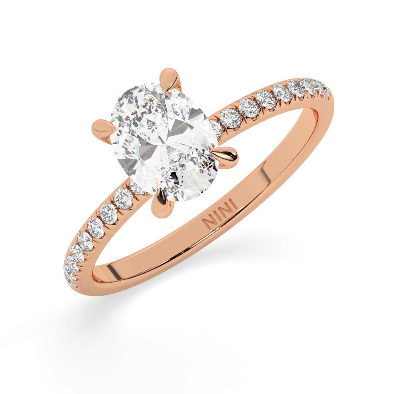 Pave Engagement Ring - 1.00 Ct Oval