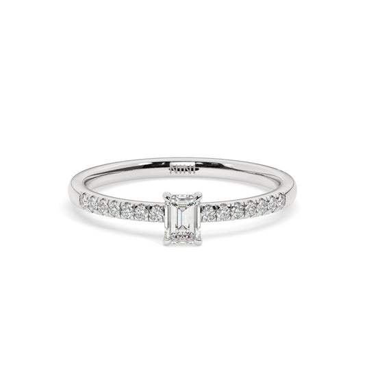 Mini Pave Emerald Cut Diamond Ring
