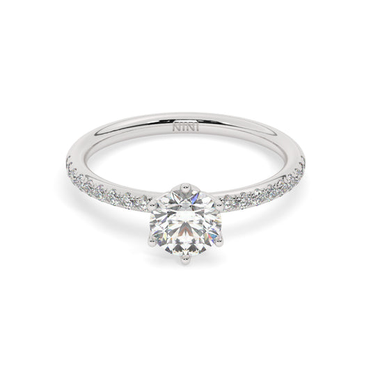 Lotus Pave Engagement ring - 0.70 Ct