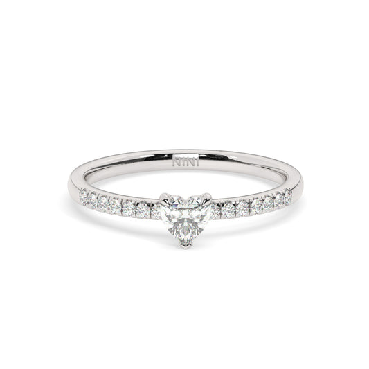 Mini Pave Heart Diamond Ring