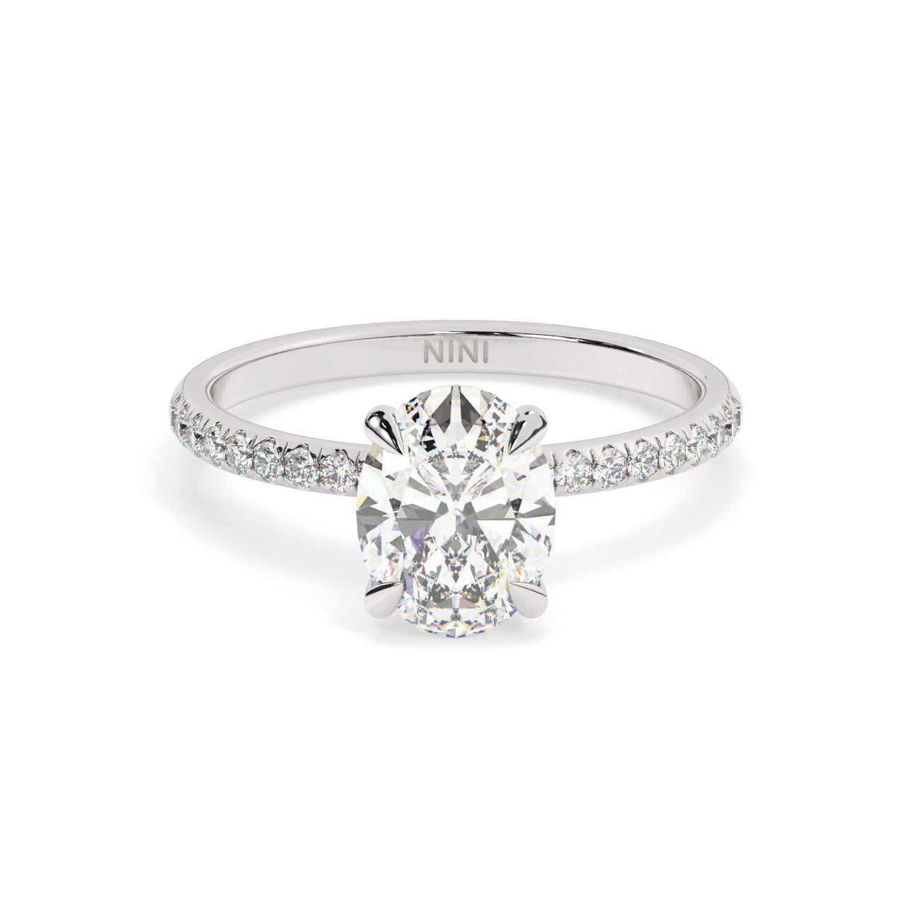 Pave Engagement Ring - 1.50 Ct Oval
