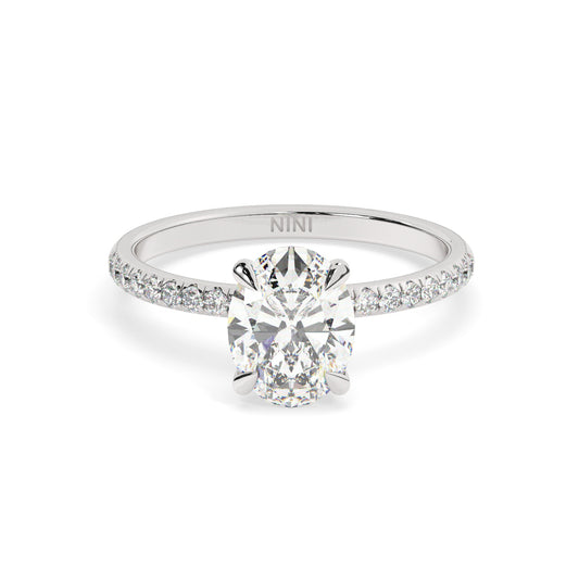 Pave Engagement Ring - 1.50 Ct Oval