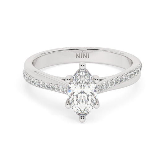 Twist Engagement Ring - 1.00 CT Marquise