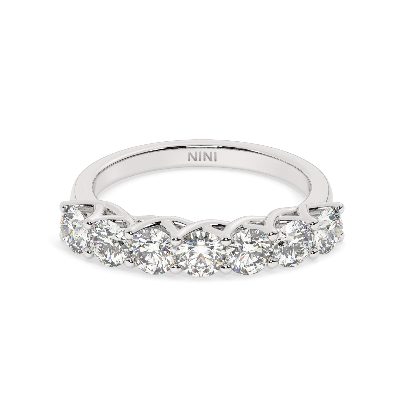 Trellis Half Eternity Seven Diamonds Ring - 1.00 Ct