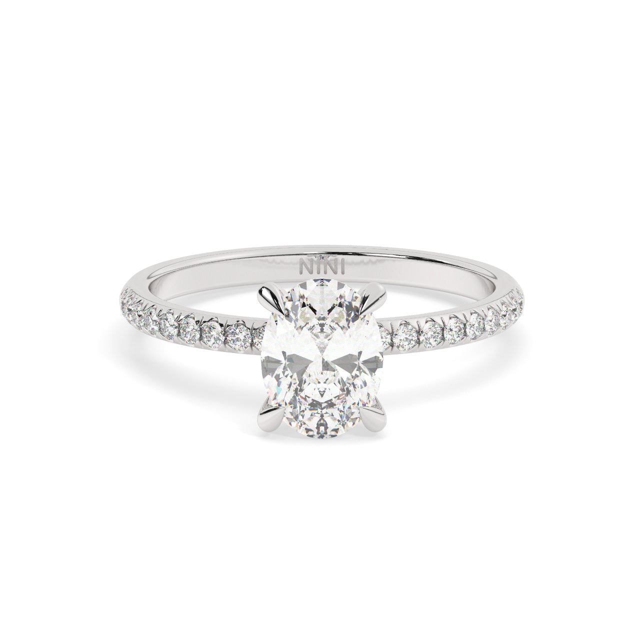 Pave Engagement Ring - 1.00 Ct Oval