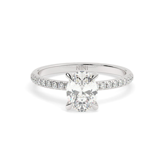 Pave Engagement Ring - 1.00 Ct Oval