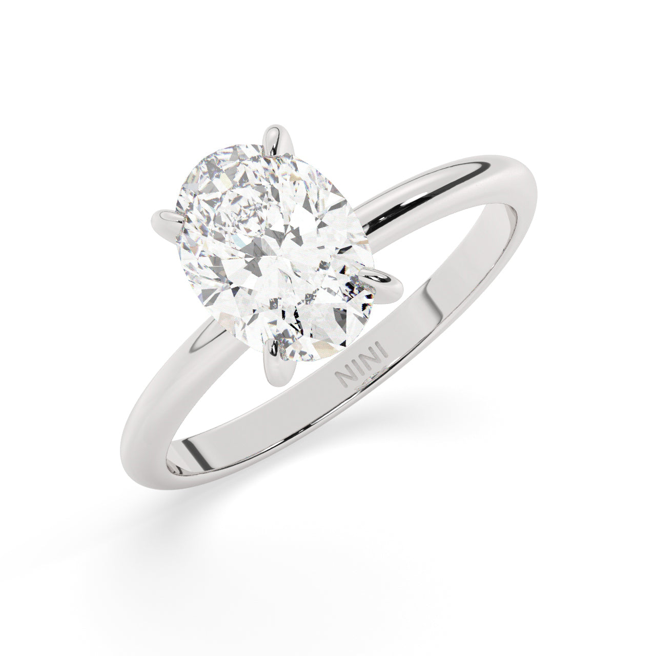 Solitaire Oval Diamond Engagement ring - 2.00 Ct