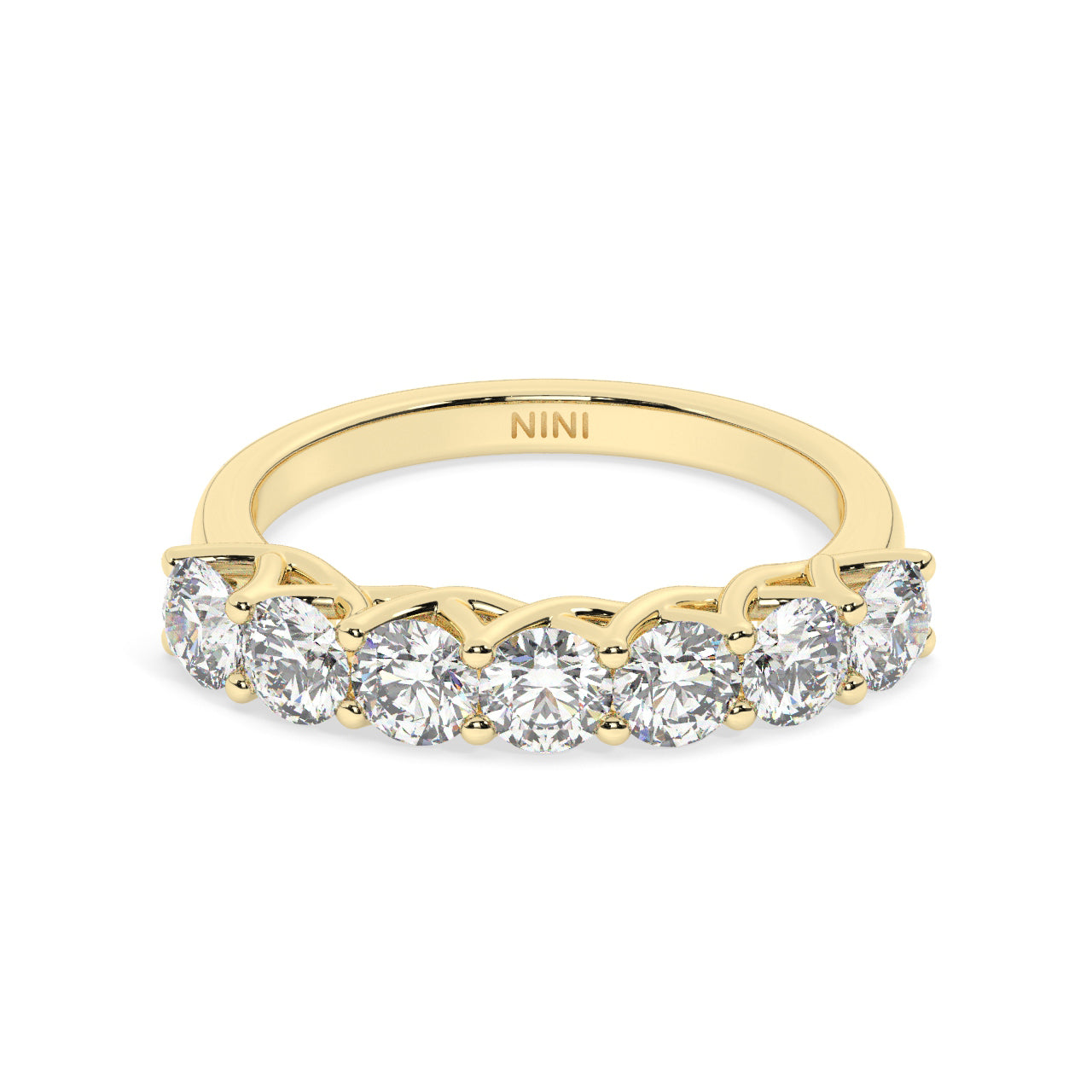 Trellis Half Eternity Seven Diamonds Ring - 1.00 Ct