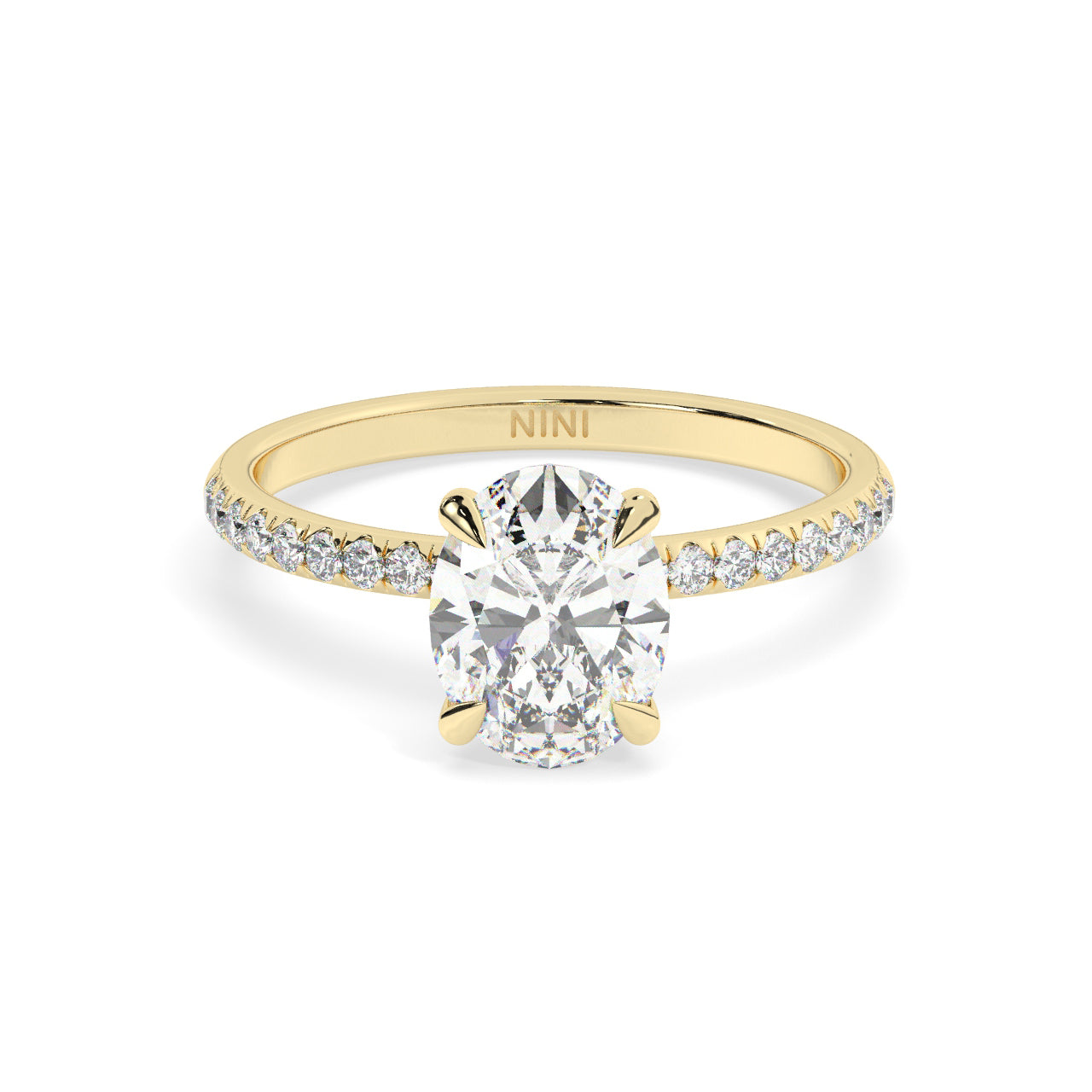 Pave Engagement Ring - 1.50 Ct Oval