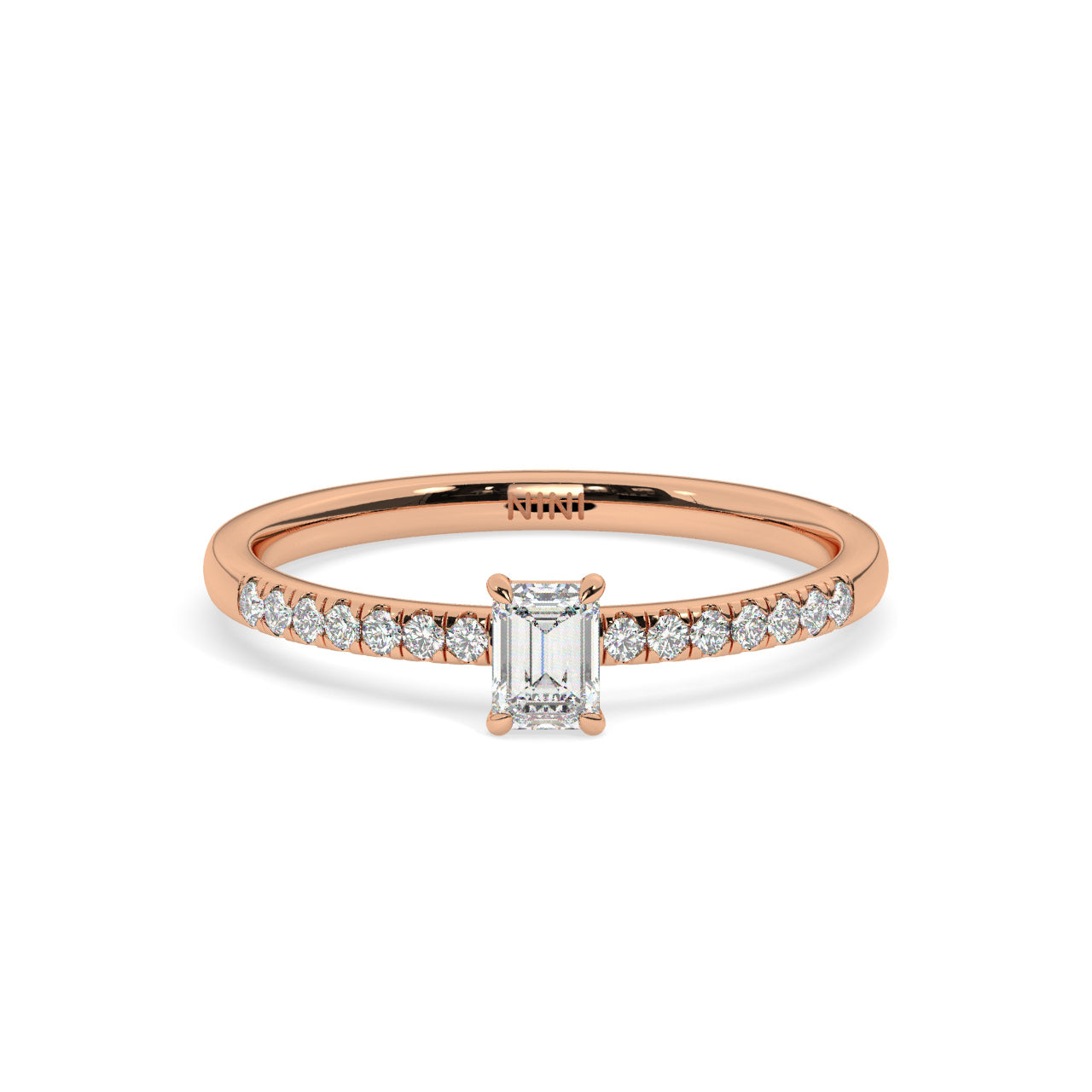 Mini Pave Emerald Cut Diamond Ring