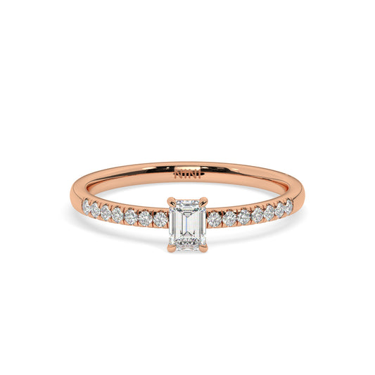 Mini Pave Emerald Cut Diamond Ring