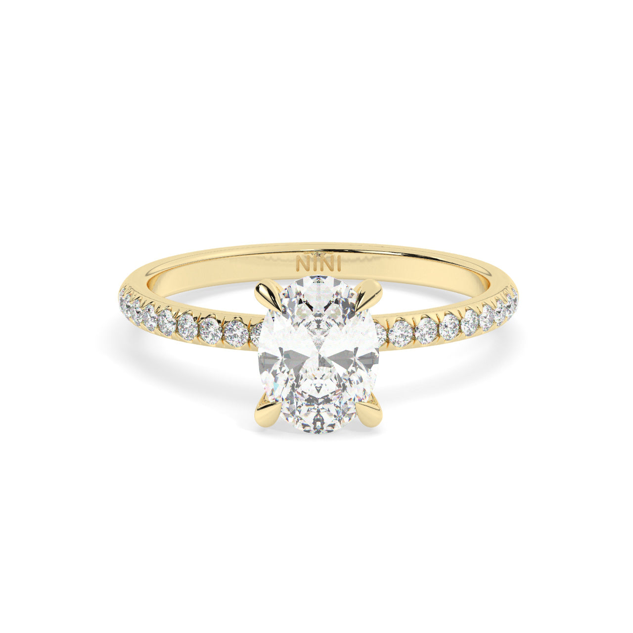 Pave Engagement Ring - 1.00 Ct Oval
