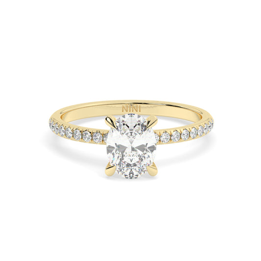 Pave Engagement Ring - 1.00 Ct Oval
