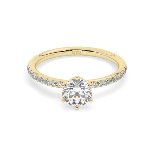 Lotus Pave Engagement ring - 0.70 Ct