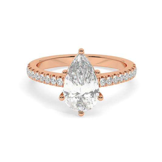 Pave Engagement Ring - 2.00 Ct Pear Shape
