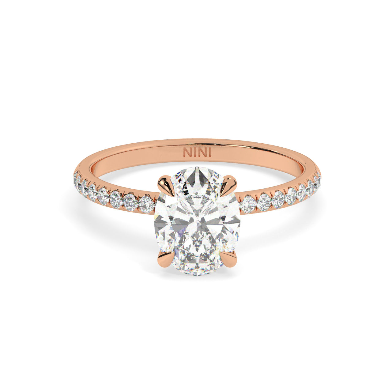 Pave Engagement Ring - 1.50 Ct Oval