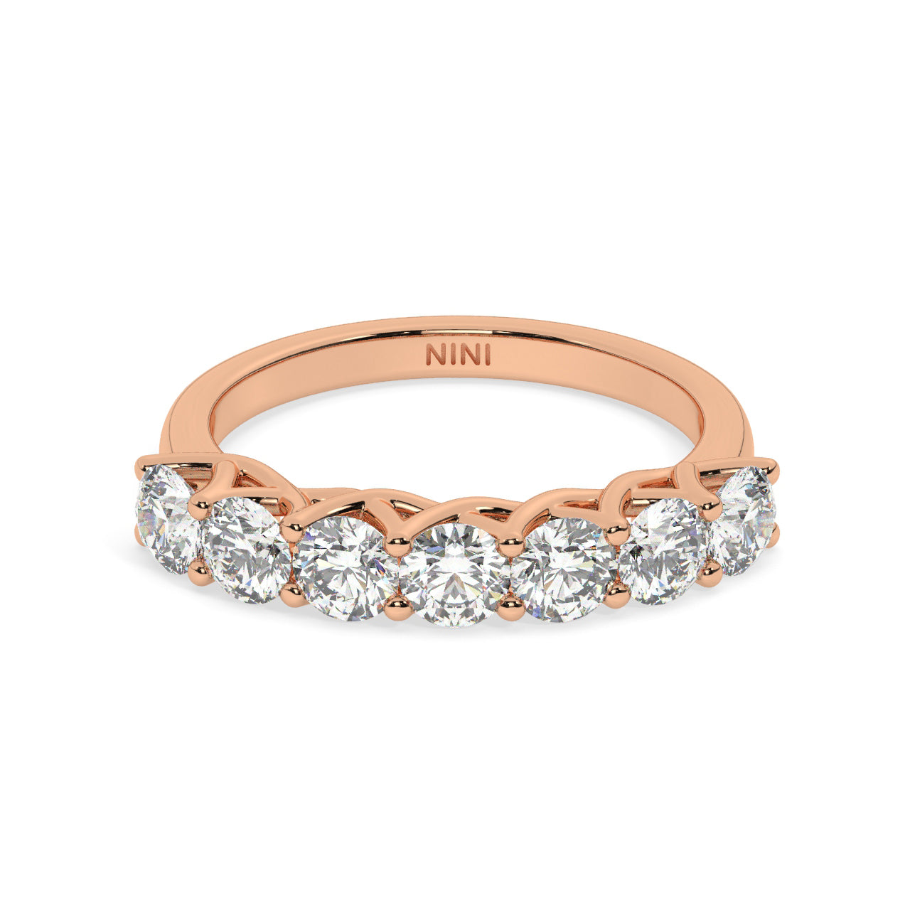 Trellis Half Eternity Seven Diamonds Ring - 1.00 Ct