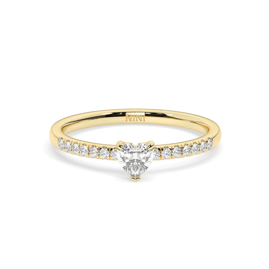 Mini Pave Heart Diamond Ring
