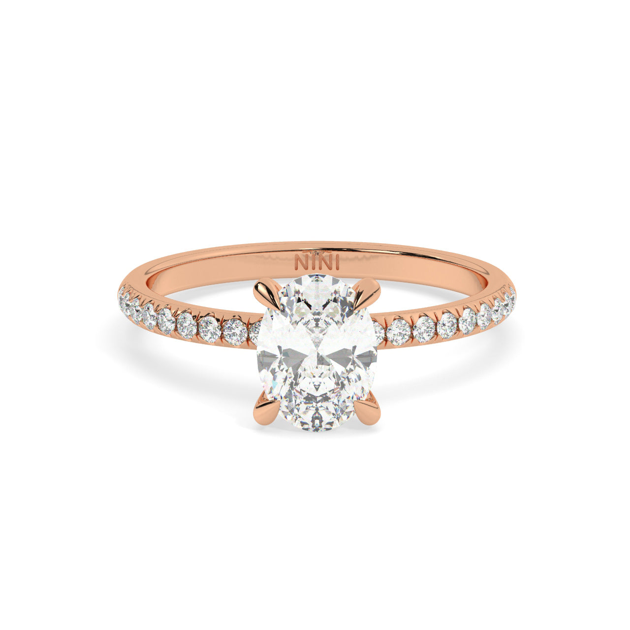 Pave Engagement Ring - 1.00 Ct Oval