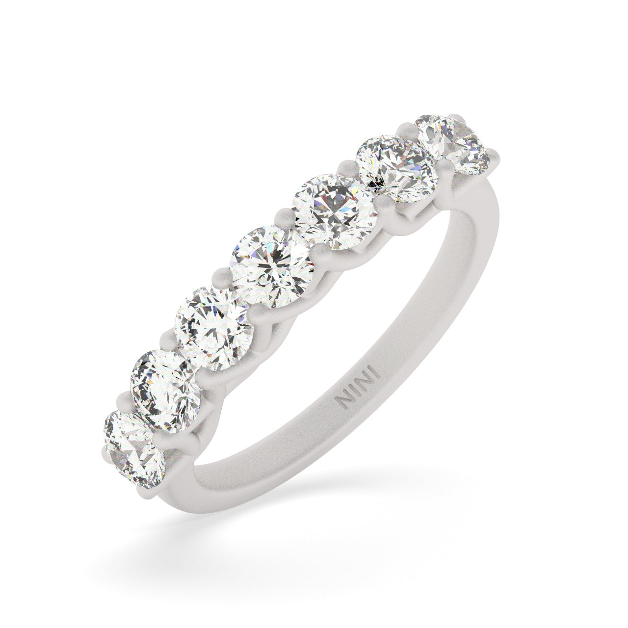 Trellis Half Eternity Seven Diamonds Ring - 1.00 Ct
