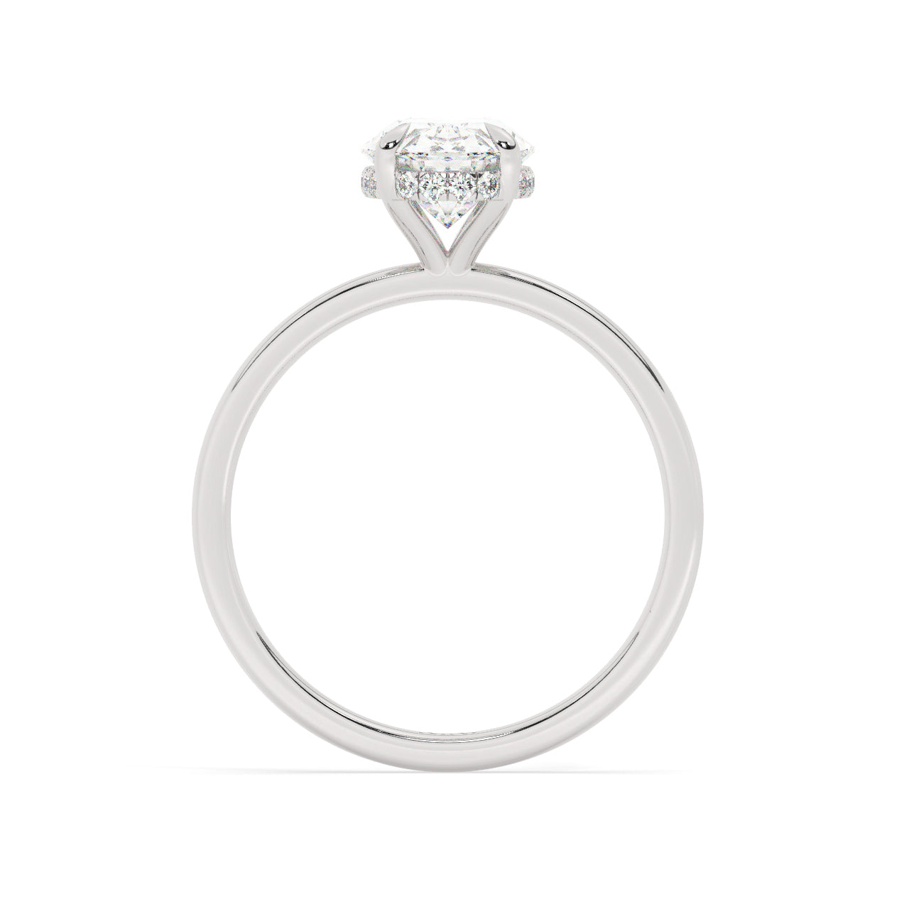 Solitaire Oval Diamond Engagement ring - 1.50 Ct - Hidden Halo