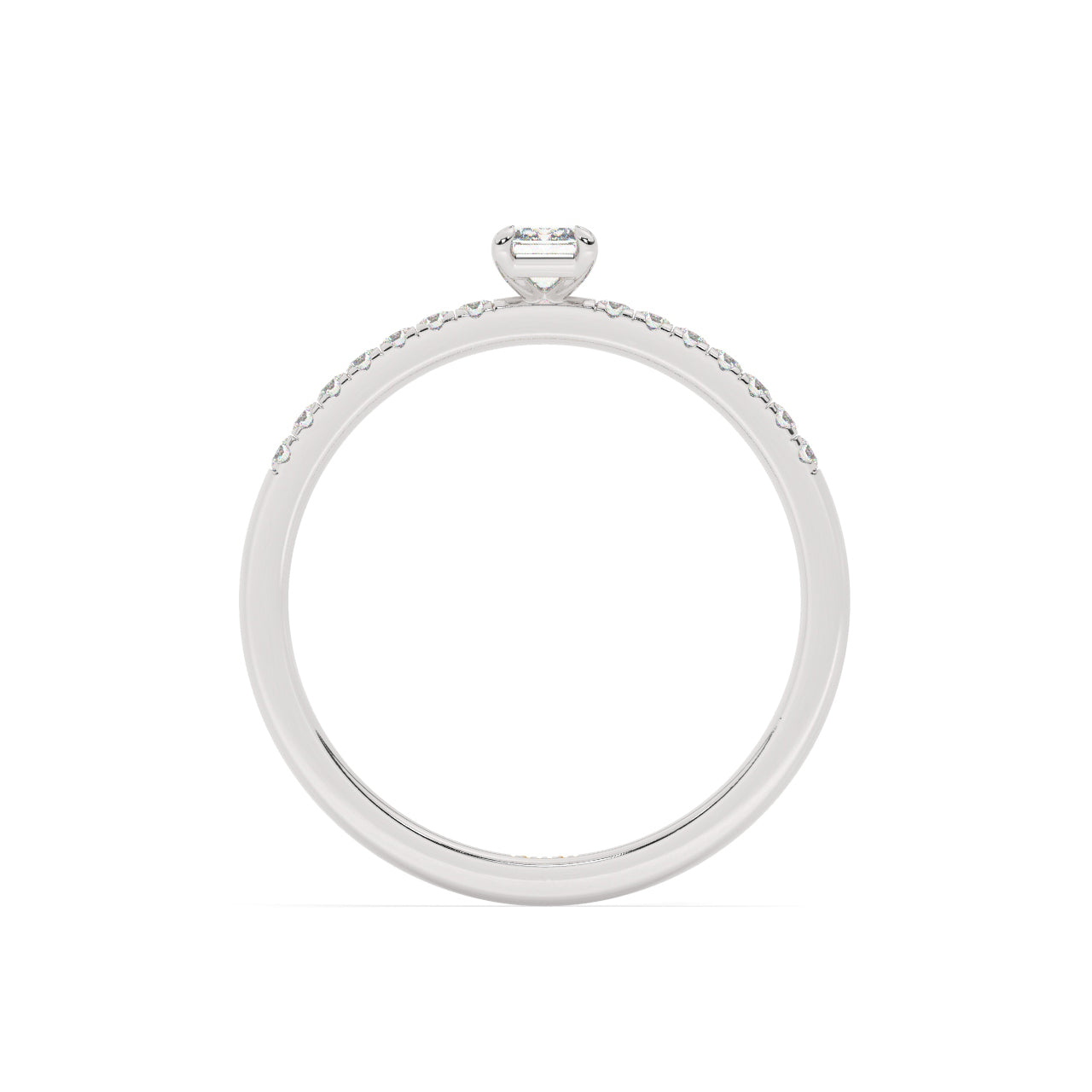 Mini Pave Emerald Cut Diamond Ring