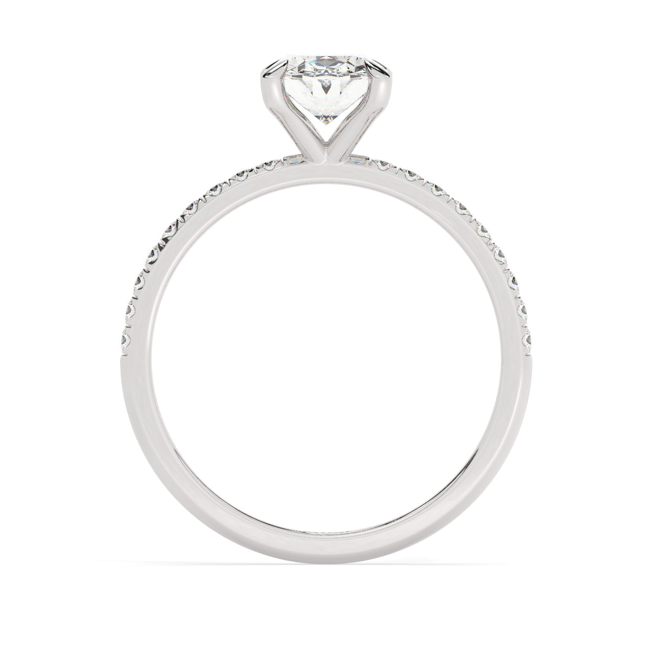 Pave Engagement Ring - 1.00 Ct Oval