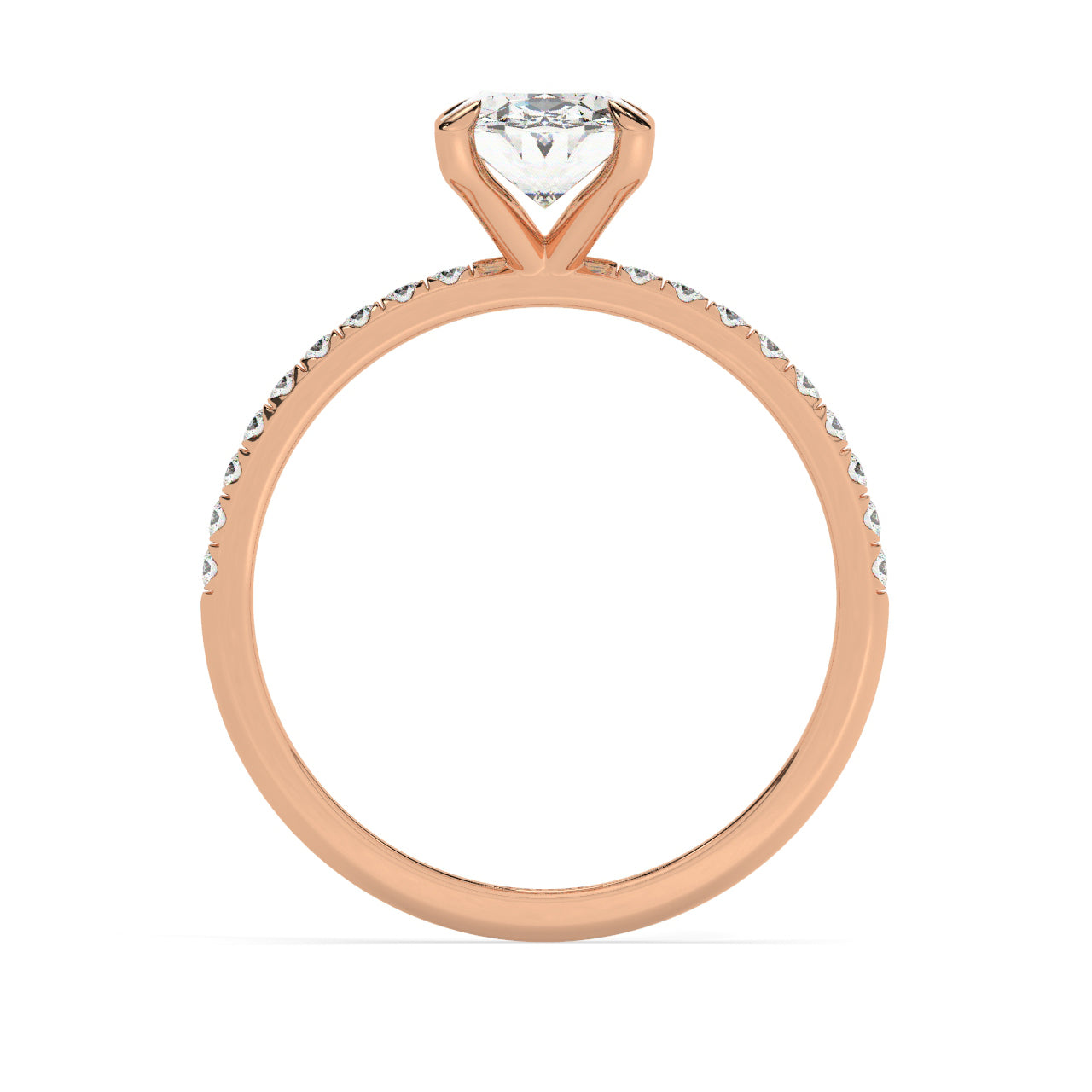 Pave Engagement Ring - 1.00 Ct Oval