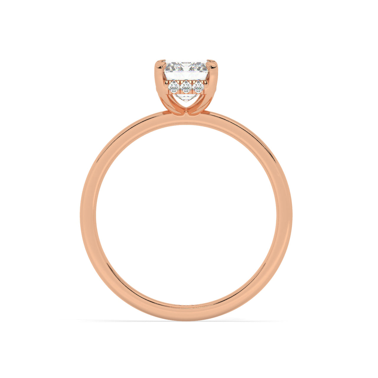 Solitaire Emerald Cut Diamond Engagement Ring - 1.50 Ct - Hidden Halo