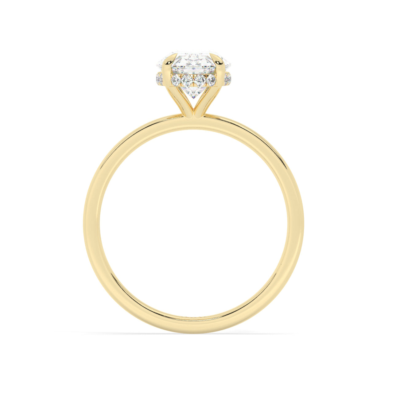 Solitaire Oval Diamond Engagement ring - 1.50 Ct - Hidden Halo