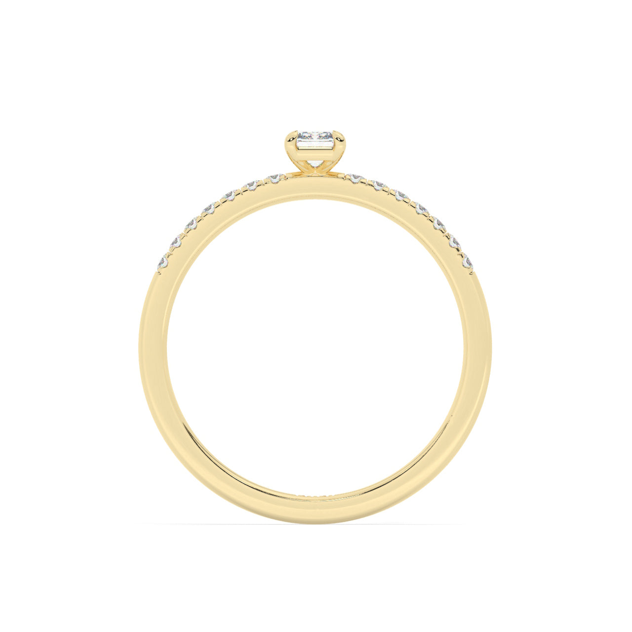 Mini Pave Emerald Cut Diamond Ring