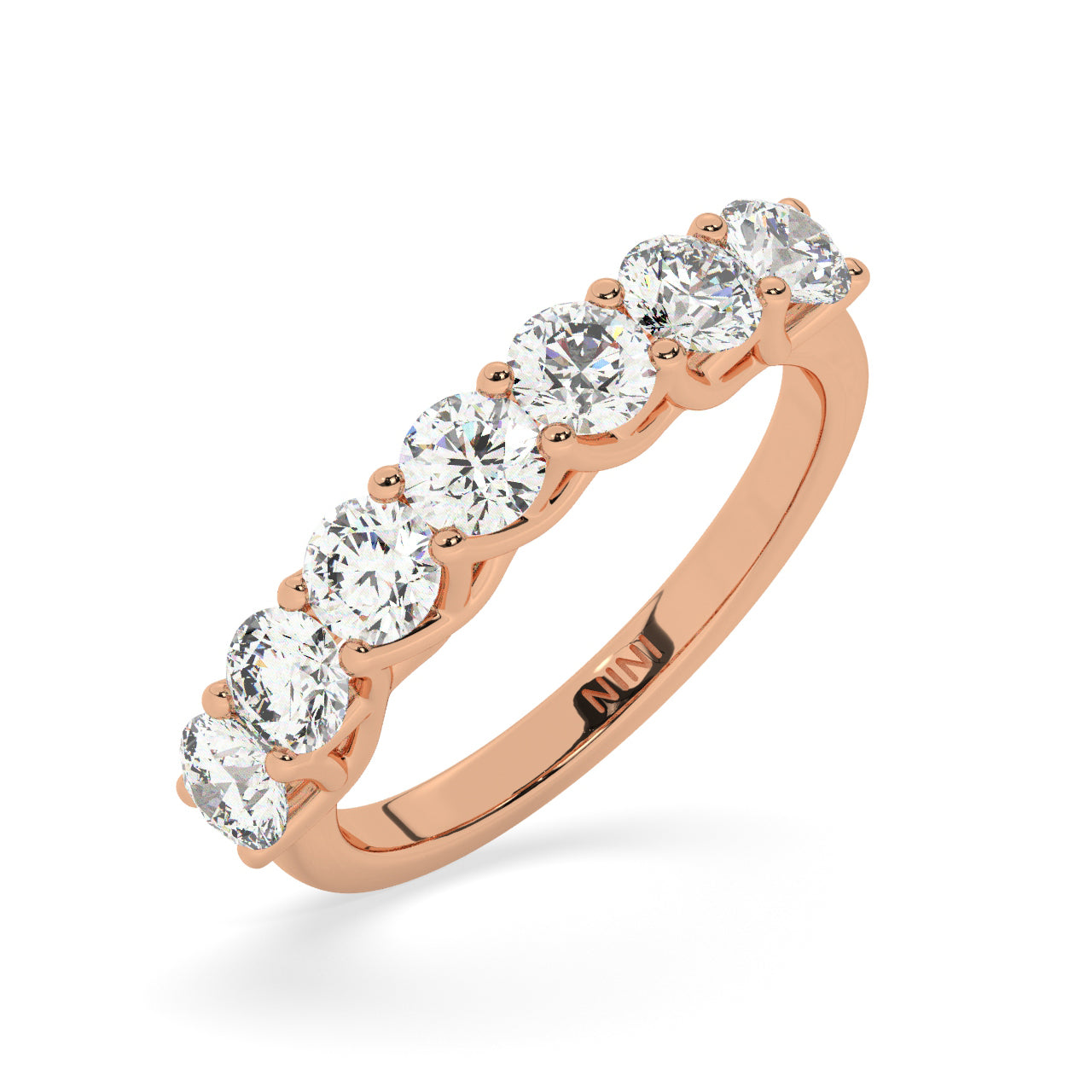 Trellis Half Eternity Seven Diamonds Ring - 1.00 Ct