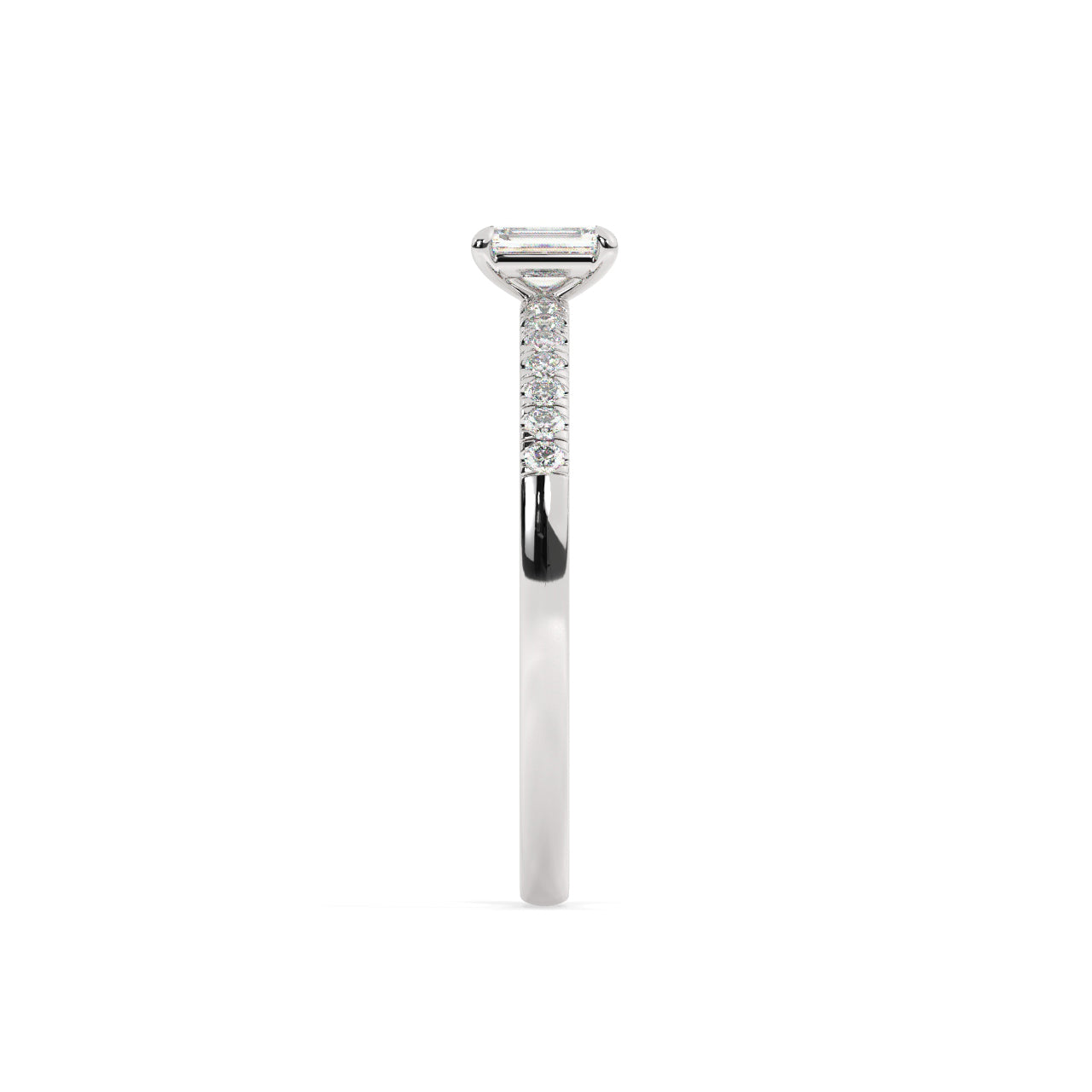 Mini Pave Emerald Cut Diamond Ring