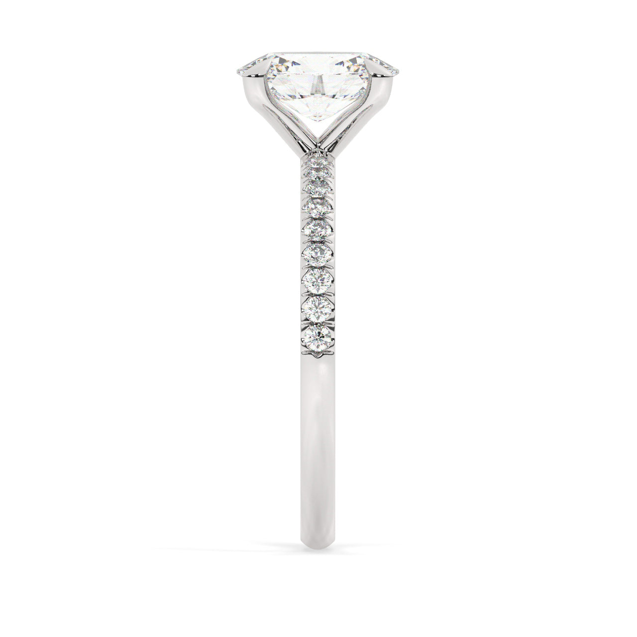 Pave Engagement Ring - 1.00 Ct Oval