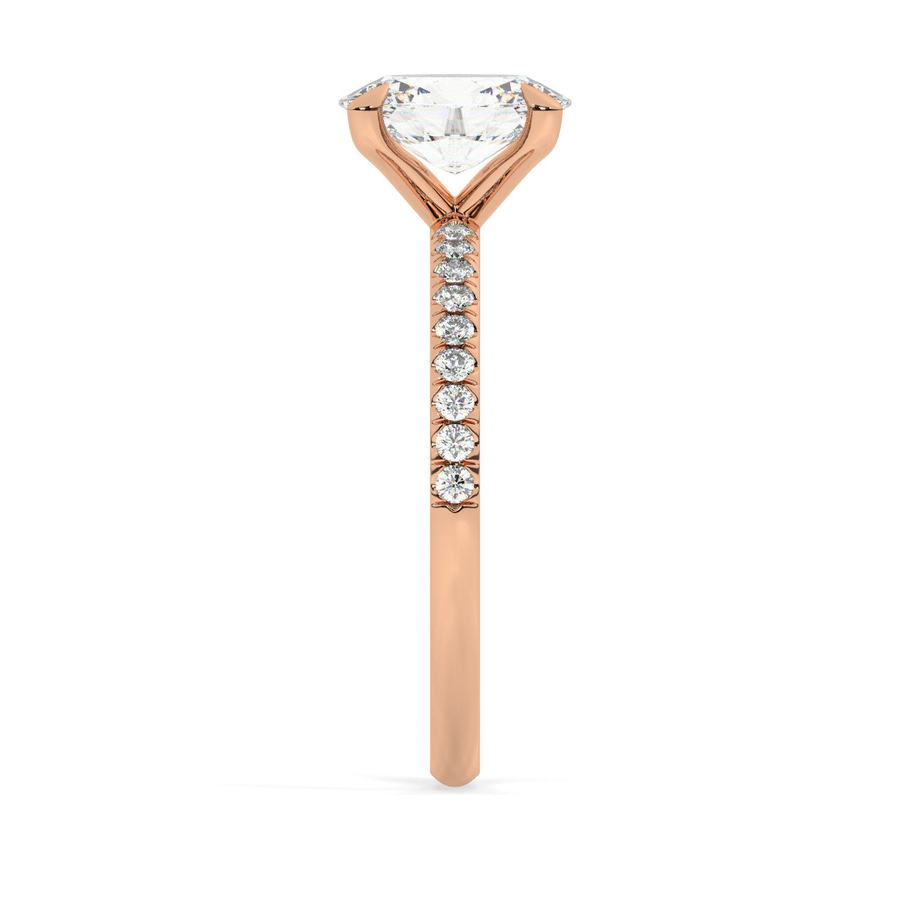 Pave Engagement Ring - 1.00 Ct Oval