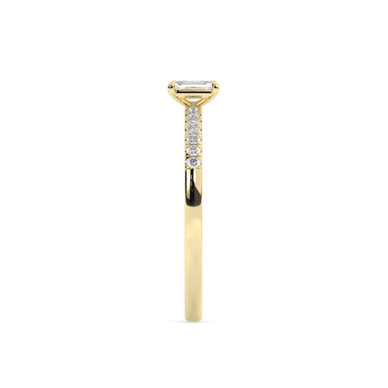 Mini Pave Emerald Cut Diamond Ring