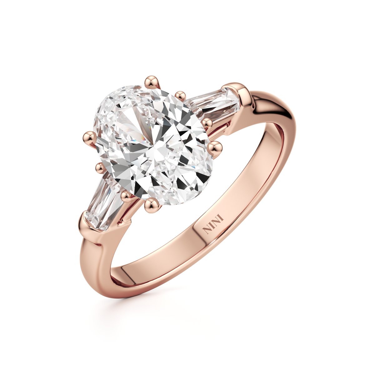 Tapers Engagement Ring - 2.00 Ct Oval