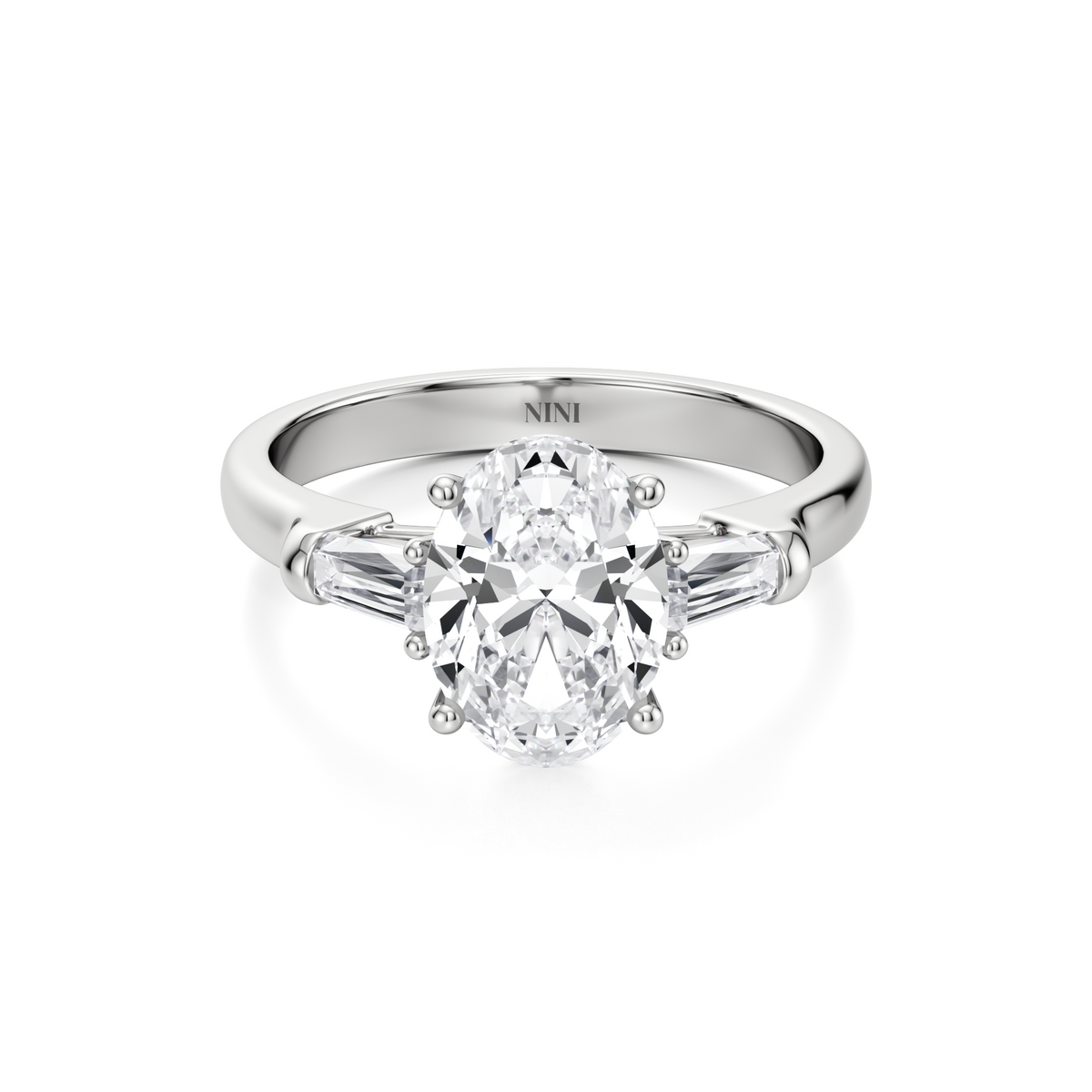 Tapers Engagement Ring - 2.00 Ct Oval