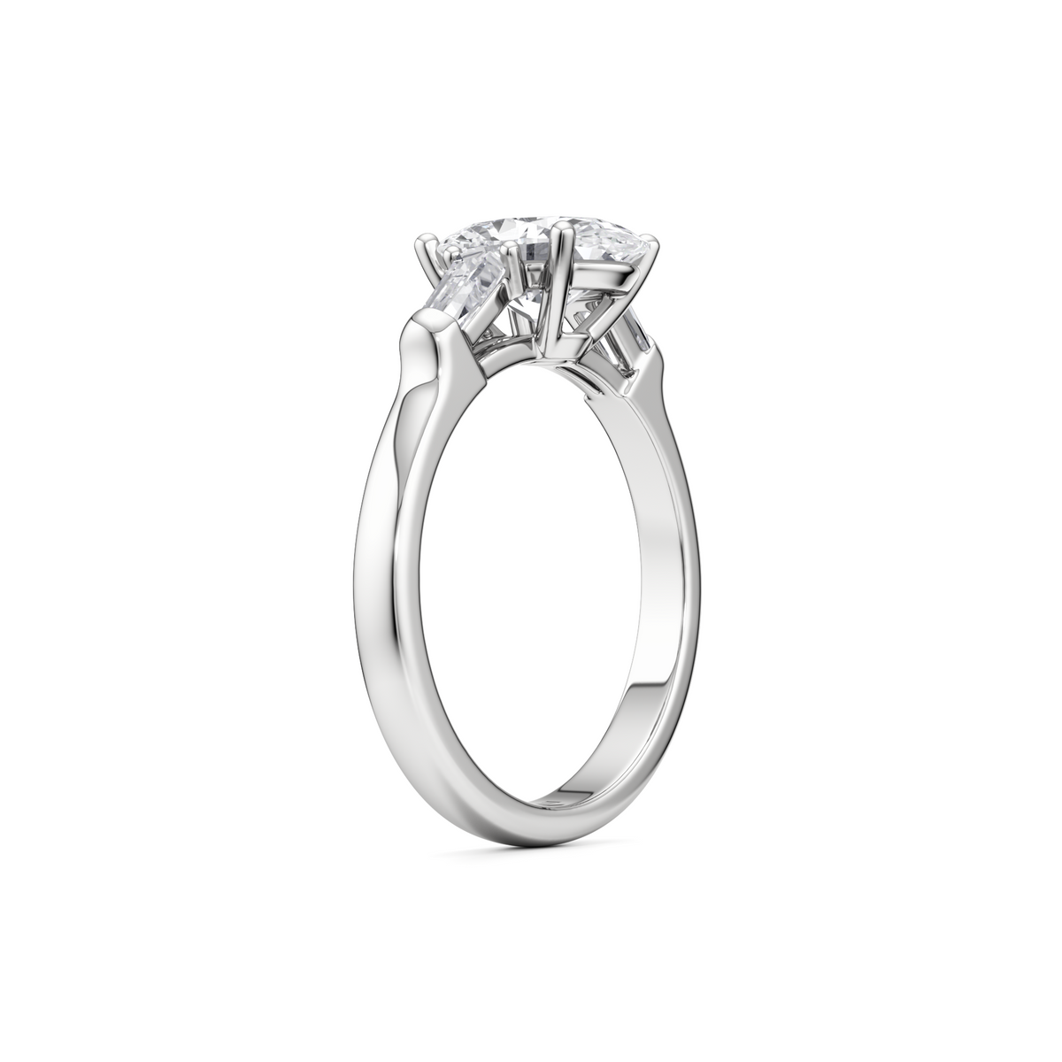 Tapers Engagement Ring - 2.00 Ct Oval