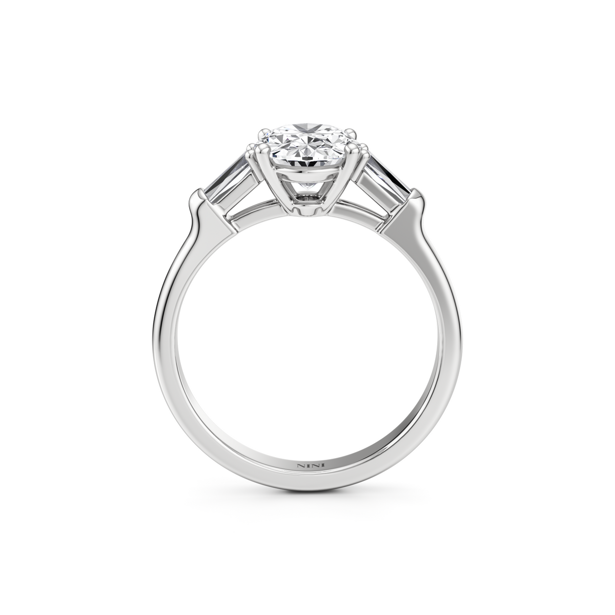 Tapers Engagement Ring - 2.00 Ct Oval