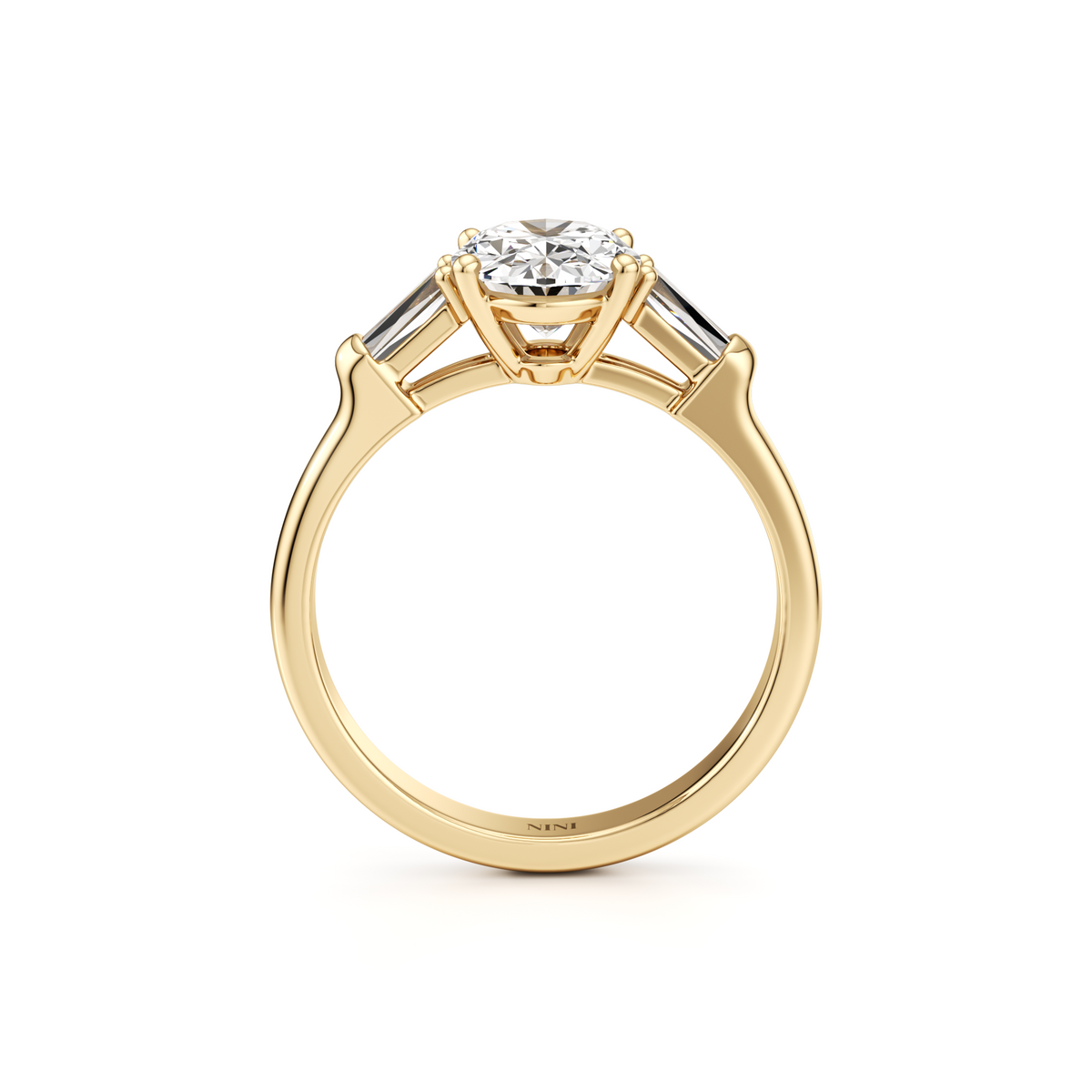 Tapers Engagement Ring - 2.00 Ct Oval