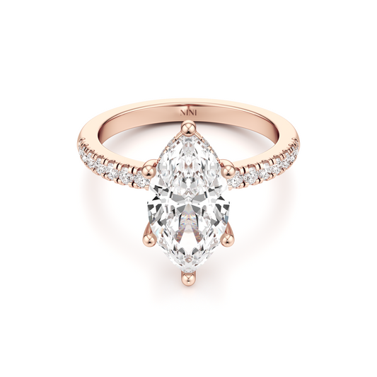 Pave Engagement Ring - 2.00 Ct Marquise