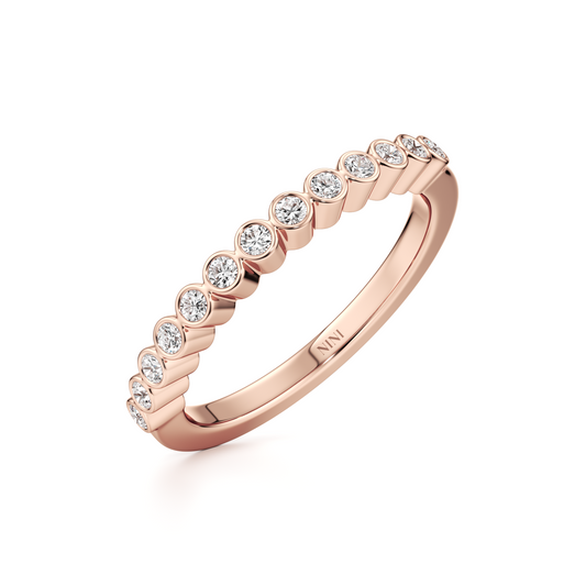 Bezel cut round diamonds row ring