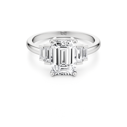 Baguettes Emerald Cut Engagement ring - 2.00